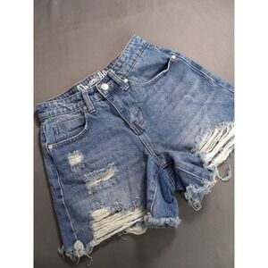 Organic Blue Mindful Collection Vintage Fit Distressed Jean Shorts 25